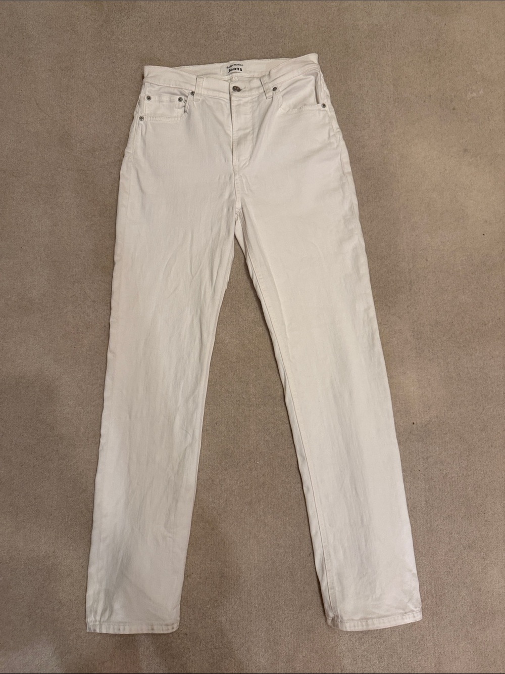 Reformation Liza High Rise Straight Leg Rigid Denim 90s Jeans Vintage White 27